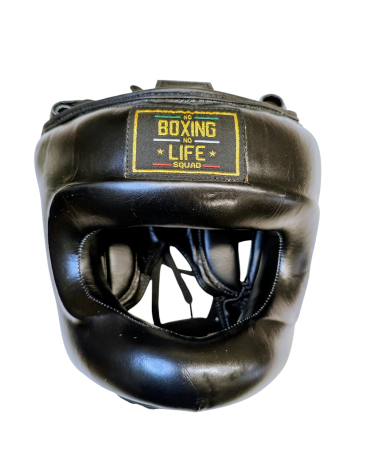 Casco de boxeo con barra No Boxing No Life negro