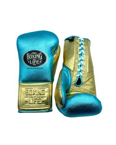 Guantes de Boxeo No Boxing No Life "pro fight" turquesa/oro 10 oz