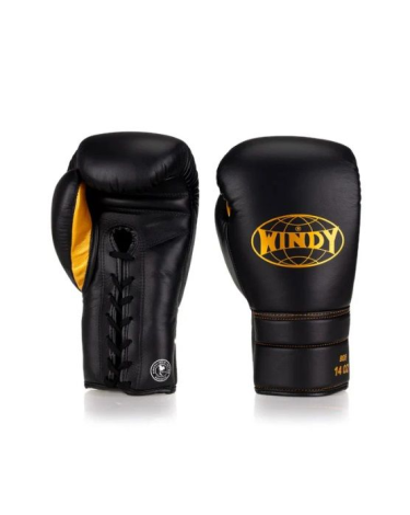 Guantes de boxeo Windy "Elite" BGE cuerdas negro/dorado