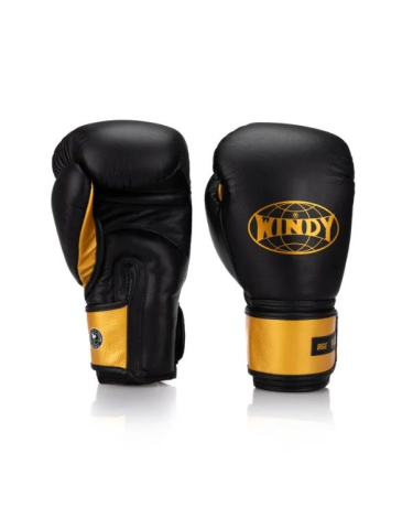 Guantes de boxeo Windy "Elite" BGE velcro negro/dorado