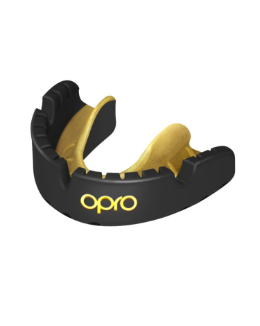 Protector bucal Opro Gold especial para braquets negro-dorado