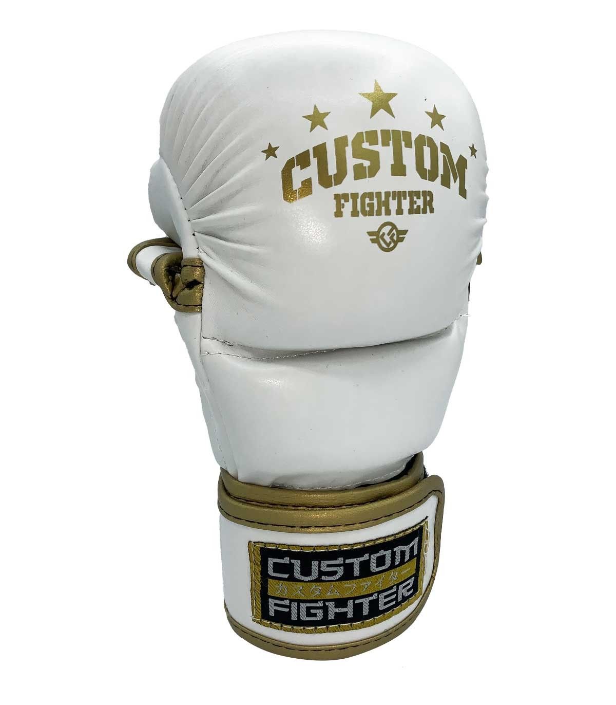 Guantillas de MMA Custom Fighter para sparring "Gold Star" blancas